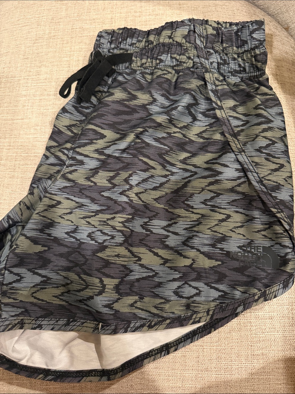 The North Face Women’s Camouflage-Print Athletic Shorts - Olive/Gray/Black